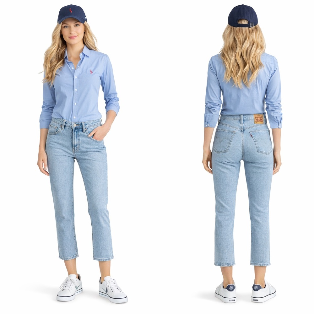 Levi’s 501 Cropped High Rise button Fly size 31 x 26 woman’s light blue wash - Picture 16 of 16